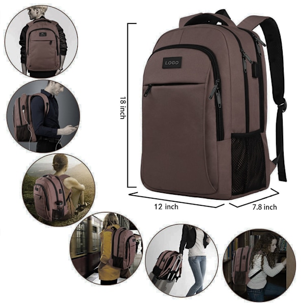 Överdimensionerad ryggsäck med laptopfack för 18\" bärbar dator