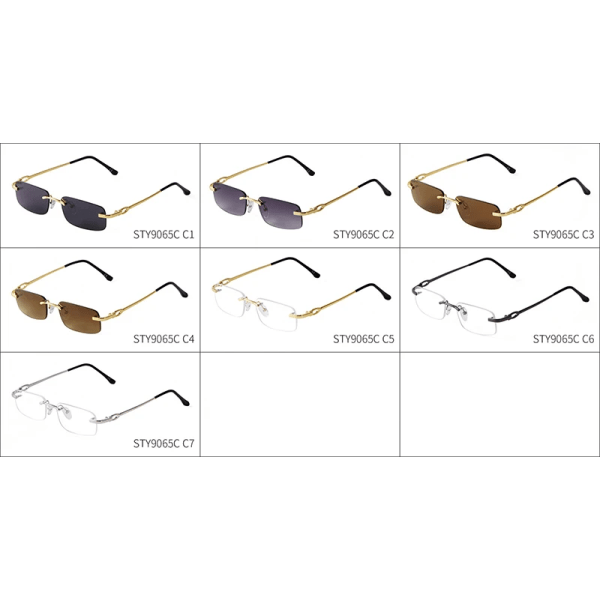 ADE WU STY9065C metalliske rimless designer solbriller for menn, kjente merker, rektangulære anti-blått lys optiske briller C4