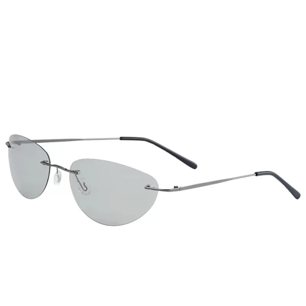 Ultralight Rimless Oval Titanium  Aurinkolasit Rimless Miesten Ajoaurinkolasit Yöllä Näkemisen Lasit Black Frame Blue Discol frameless