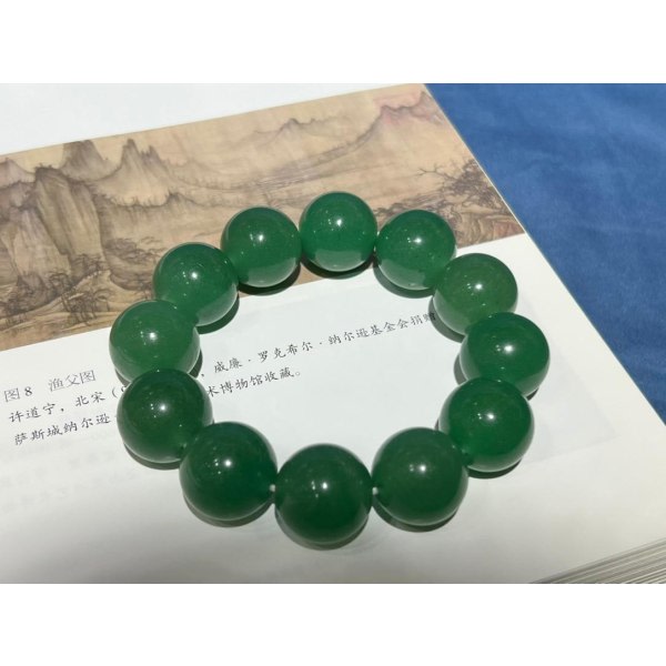 18mm Grön Jade Armband Armband Män Kvinnor Fina Smycken Äkta