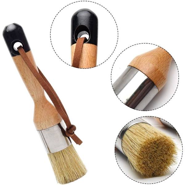 Trä krita och vax borste set 3-pack naturliga borst målning och vaxning verktyg borstar