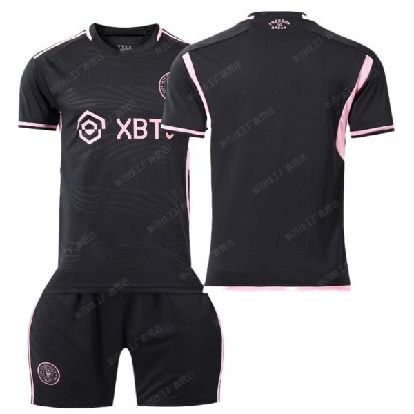 Miami Jersey nr. 10 Messi Major League Soccer Jersey Hjemme Borte Svart Rosa Dress med Sokker 23-24 No number strap black socks 26 yards