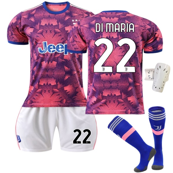 22-23 Juventus andra borta fotbollsdräkt nr 9 Hove 22 Di Maria 10 Pogba 7 Chiesa kostym No. 22 with socks + protective gear #18