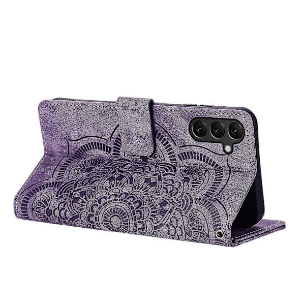 Frosted Læder Etui til Mandala Emed Retro Telefon Lilla(FQ) For Samsung Galaxy S25 5G Purple