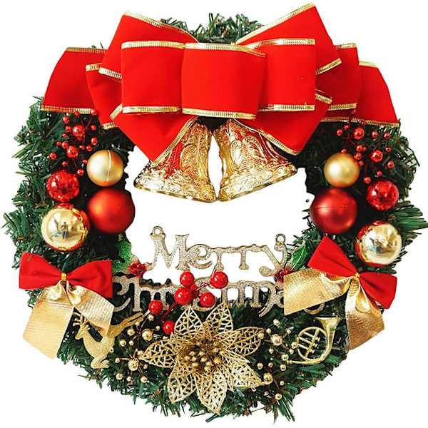 Xinlie Vårfäkt Krans Julkrans Dekoration Med Klockor Ornament Med Bokstäverna God Jul Krans Med Boll Krans Julgirland Med Bollar