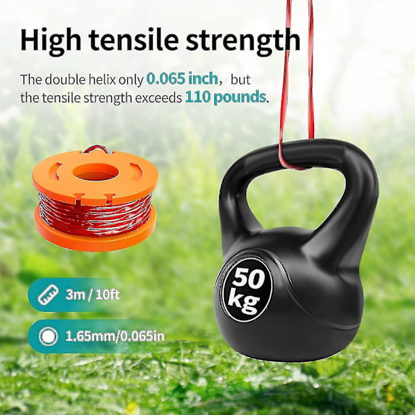 15-pak trimmerline til Worx, (wa0010) erstatningsspole til Worx, trimmerline refill 0,065 tommer til Worx, egnet til Worx line
