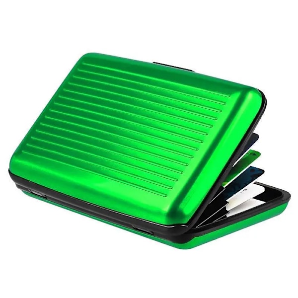 Herre High-end aluminium stripe Bank kort holder Blokkering hard case Solid Kredittkort Anti-RFID scanning Beskytt kort holder green