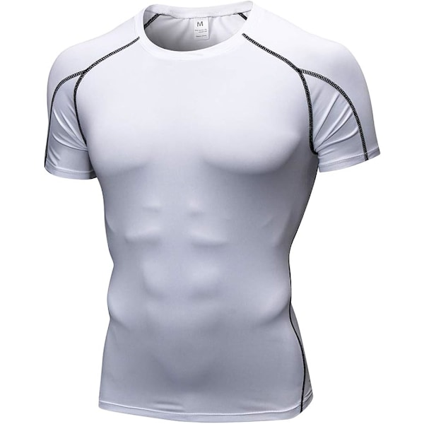 Herre 3-pak kompresjon T-skjorte Athletic Undershirt Sports T-skjorte (Medium, Svart/Grå/Hvit)