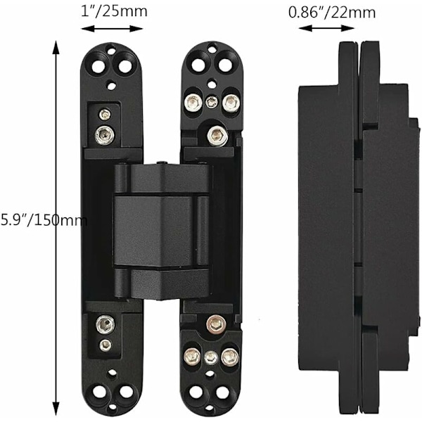 Näkymättömät piilotetut oven saranat Säädettävät raskaat 3D-piilosaranat - Musta - 1 pari