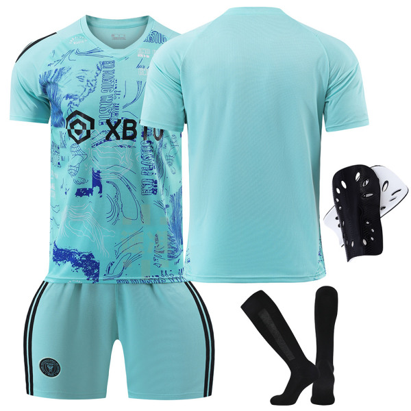 23-24 Miami 2:a gäst grön fotbollströja nr. 10 Messi Major League set för vuxna för barn Socks Cross No size socks + protective gear #XXXL