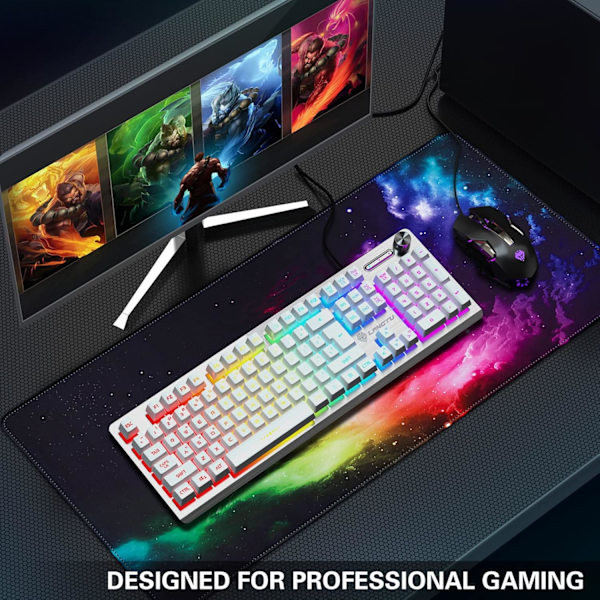 Stor Gaming Mousepad til Computer, Tastaturgenvejsguide Mousepad med Skridsikker Gummisål Skrivebordsmåtte til Gaming (31,5x15,7x0,12 tommer)