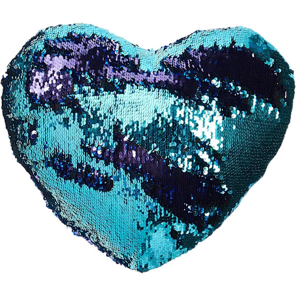 Hjerteformet pute Mermaid Sequin pute med puteinnlegg Vendbar pynte pute (35 x 40 cm, Akvamarin grønn)