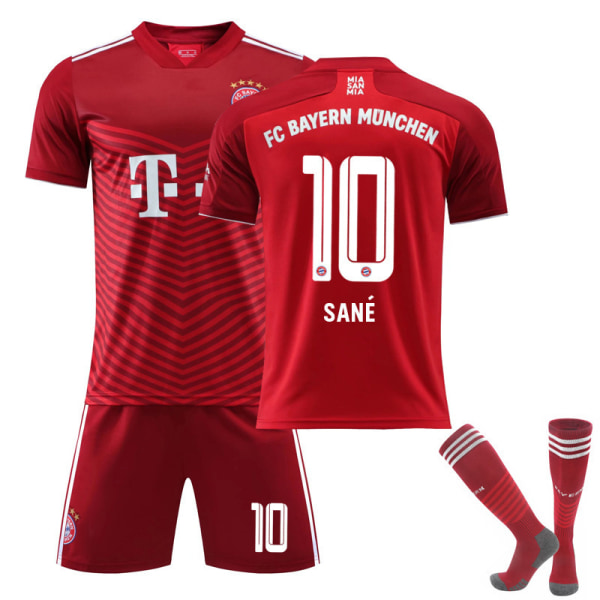 21-22 Bayern röd hemmatröja set nr 9 Lewandowski tröja nr 25 Muller nr 10 Sane fotbollströja Bayern Munich home number 10 20#