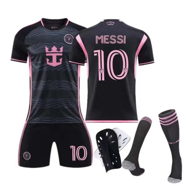 Miami vieraspaita numero 10 Messi lasten aikuisten puku jalkapalloasu No. 10 with socks + protective gear M