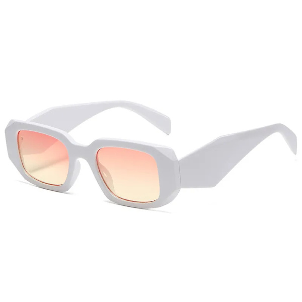 2024 Epäsäännöllinen Muoti Retro Suorakulmio Vintage Aurinkolasit Naiset Miehet Trendikkäät 90-luvun Suunnittelijamerkit Neliönmuotoiset Aurinkolasit Logo Mukautettu White/pink yellow luxury sunglasses