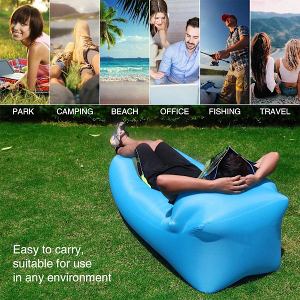 Uppblåsbar Recliner Luftstol Soffa Säng Sovsäck Soffa Strand Camping Sjö Trädgård