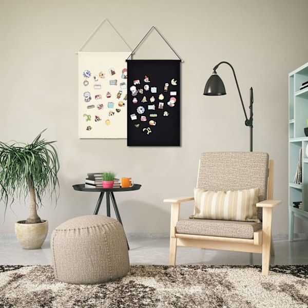ginging Brosch Smyckeskrin Canvas Display Stativ Emallj Pin Display Banner Hållare Örhängen Halsband Glitter Pin Samling Organizer ( Rectangle Black+White