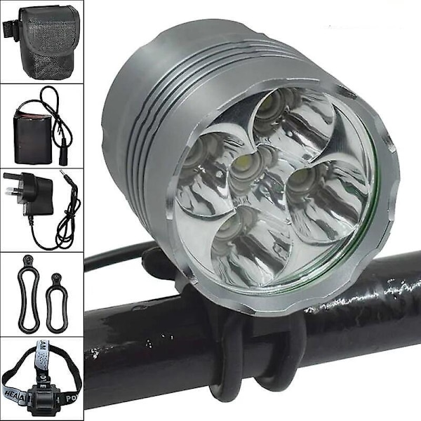 Sykkeldeler 6000LM Super Lys Sykkellys 5*XM-L T6 LED Sykkel Forlys MTB Hodelykt Sykling Hodelykt