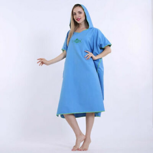 Hetteponcho Håndkle Strandkåpe Badekåpe Hurtigtørkende Bad Unisex Light blue