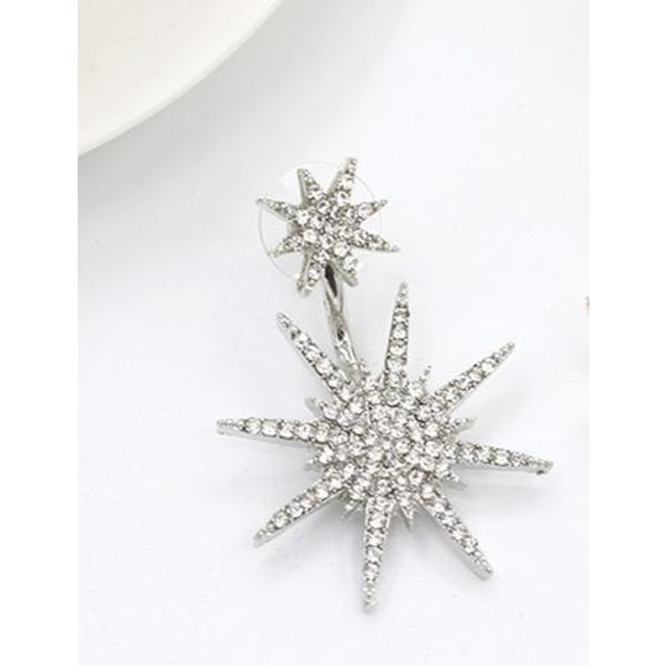 Silverörhänge till jul - Snowflake / Star & White Rhinesto