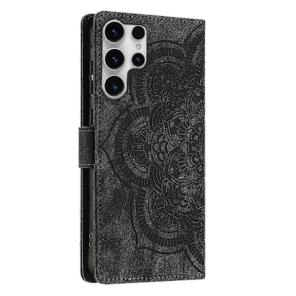 Frosted Læder Etui til Mandala Emed Retro Telefon Sort(FQ) For Samsung Galaxy S23 Ultra 5G Black