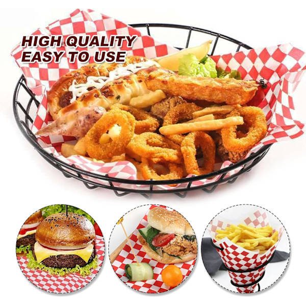 Fedtfrit Papir, 100 stk Mad Burger Indpakningspapir Fedtfrit Fisk og Pommes Frites Hamburger Sandwich Indpakningspapir Rød Trykt