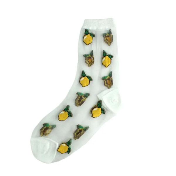 Sommar tunna transparenta strumpor kvinnor lemon