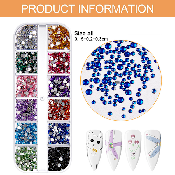 Neglesmykker, rhinestones til negle Farverige negle rhinestones