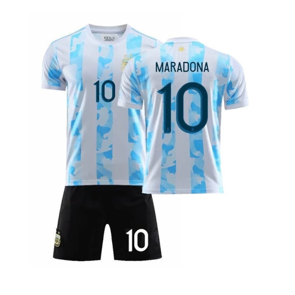 1986 Retro Argentiinan kotipaita nro 10 Maradona Jersey Set Jalkapallopaita sukkien kanssa 10th of 2021 #2XL