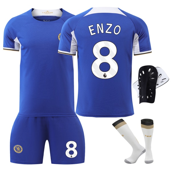 23-24 kauden Chelsea kotipaita nro 8 Enzo 7 Sterling 6 Silva paita aikuiset lapset miehet ja naiset No size socks + protective gear XS