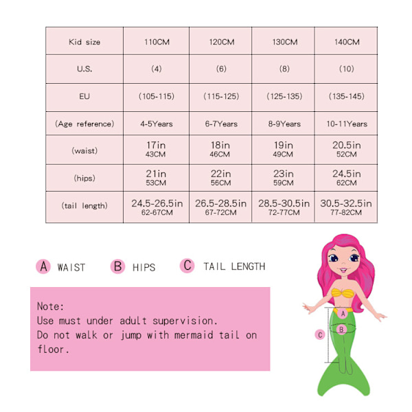 3-delad flicka sjöjungfru svans bikini badkläder set STYLE 1 STYLE 1 120 cm