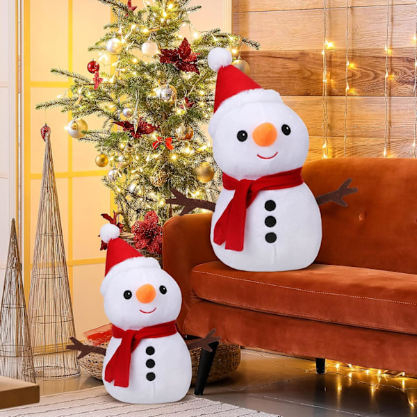 2 stk Snømann Puter Vinter Snømann Puter Dekorative Snømann Sherpa Puter Snømann Pute for Vinterdekorasjon Sofa Stue Soverom