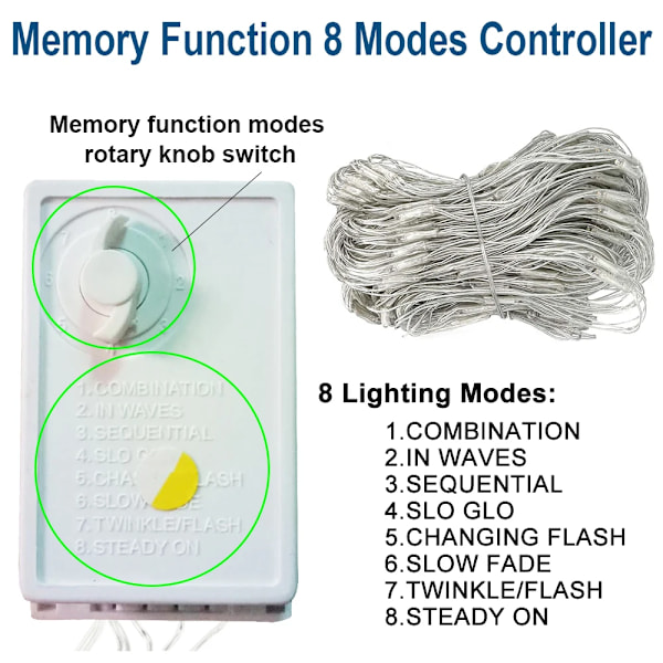 120-672 LED Net Mesh Fairy String Lights Utomhus Juldekorasjon 8 Moduser Vanntett Bryllupsfest Lys EU/UK/AU Plugg Clear