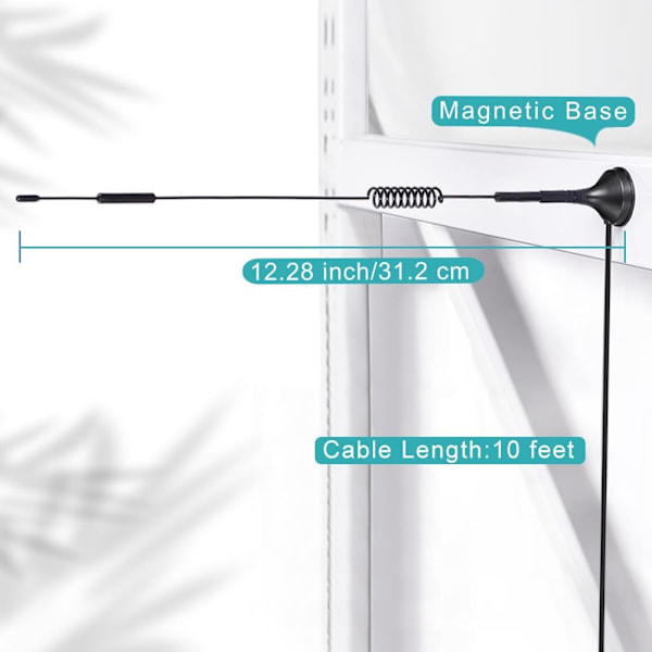 4G LTE-antenne SMA 7dBi magnetisk base 4G-antenne med 3 meter/9,84ft forlængerkabelantenne til EE O2 Vodafone Three Huawei Netgear 4G LTE-routerport SMA