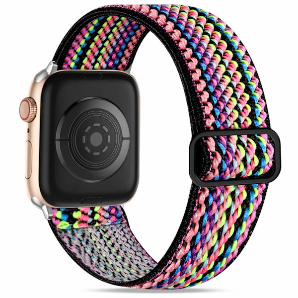 Rem för Apple Watch 40mm 38mm 41mm Nylon Stilfullt Ersättningsrem för Apple Watch SE/iWatch Serie 7 6 5 4 3 2 1, Tunn Regnbåge