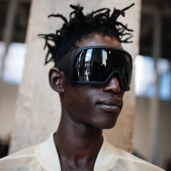3722 Överdimensionerade inslag runt anpassade logotyp solglasögon för kvinnor män futuristiska böjda linsnyanser mode sköld Y2k solglasögon Yellow oversized
