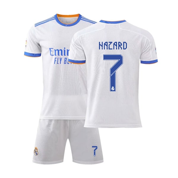 21-22 Real Madrid hjemmebanetrøje nr. 7 Ronaldo Madrid ude Mbappe nr. 7 fodbolduniform holduniform træningsuniform nr. 9 21-22 Hazard No. 7 Home 28 yards