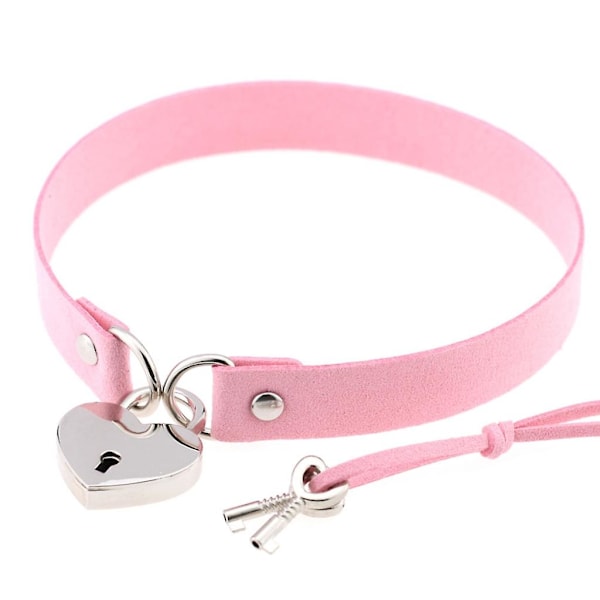 Sydämenmuotoinen lukkokoru kaulakoruna avaimilla, naisten cosplay-kaulakoru (FMY) Pink