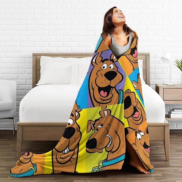 Flanneltæppe Scooby-doo Populær Anime Multifunktion Super Blødt Luksustæppe Seng Sengetæpper Plys Sengetøj Anti-rynke Sengetøj til Sofa Seng 80x60in 200x150cm