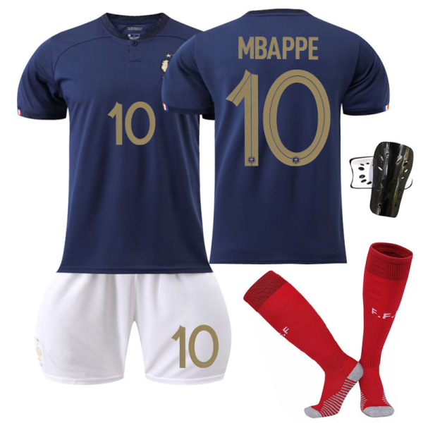 2022 Frankrig hjemme VM nr. 10 Mbappe 19 Benzema 11 Dembele voksen trøje fodbolduniform 22-23 France home number 10 #22