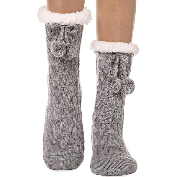 Mjuka tofflor fluffiga strumpor damer plysch stuga vinter varm mjuk ull bekväma tjocka stoppade strumpor med grepp