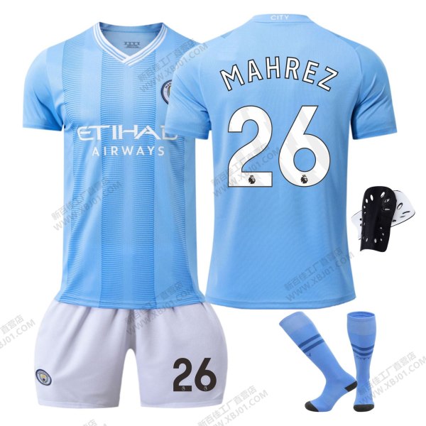 23-24 Manchester City hjemmebanetrøje nr. 9 Haaland 17 De Bruyne 10 Grealish fodbolduniform korrekt version af boldtøjet No. 19 with socks XL