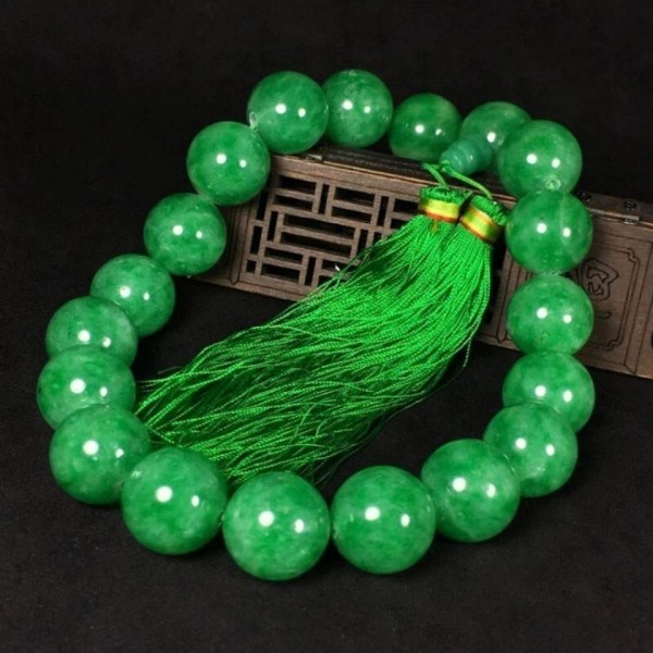 Natural Green Jade Tofs Armband Herr Kvinnor Äkta Natural Eme