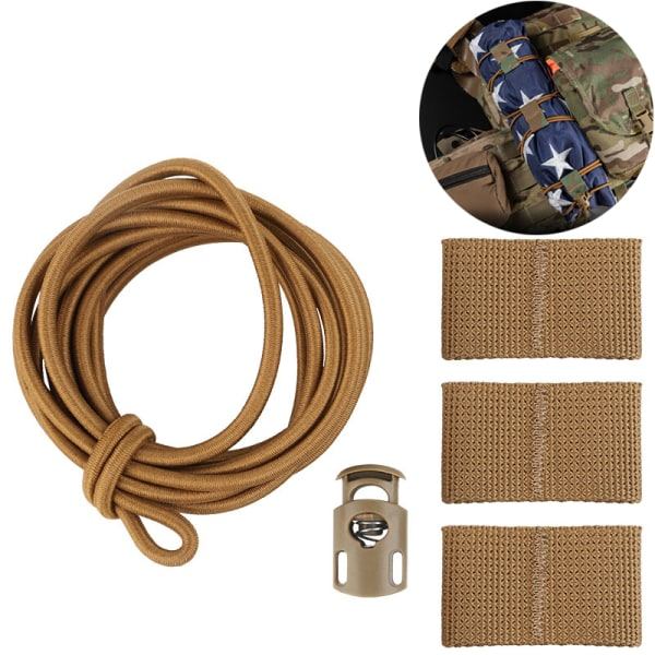 IC Taktisk Flagg Bungee Elastisk Fästekabel Retention Loo varg brun