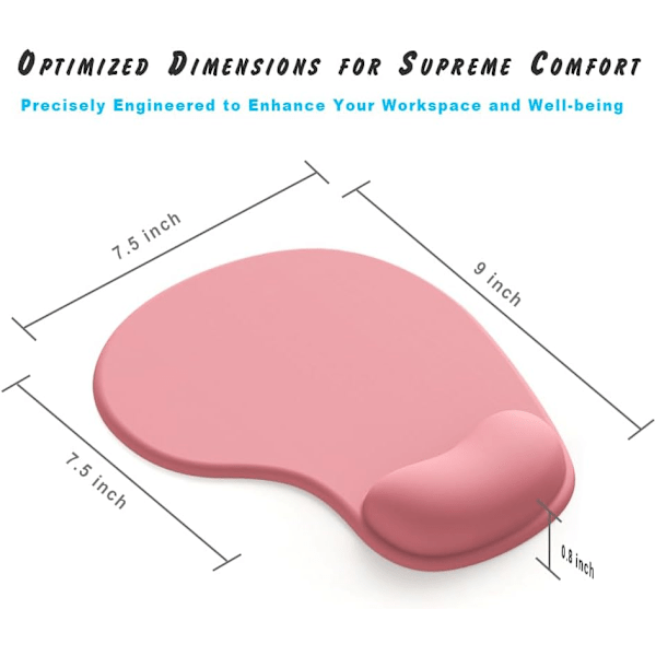 Kontormusmatte med Gel-Håndleddstøtte - Ergonomisk Spillmusmatte Håndleddstøtte - Design Spillmatte Gummibase for Bærbar Datamaskin (01Pink) 01Pink