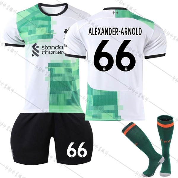 2023-24 Liverpool udebane ny grøn nr. 11 Salah 27 Nunez 66 Arnold fodboldtrøje No. 66 with socks #16