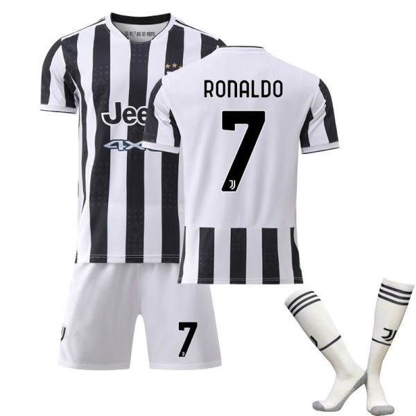 21-22 Juventus nya hemmatröjeset nr 7 Vlahovic tröja nr 10 Dybala tröja med strumpor 2122 Juventus No.7 with socks L#