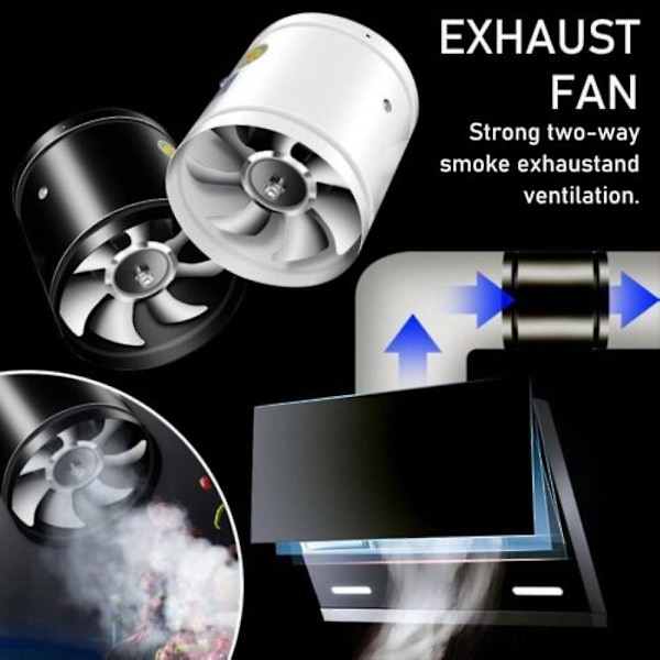 Super stærk sugeventilator med flere funktioner og kraftig støjreduktion, badeværelsesventilator 170mm sort 170mm black 7 inches