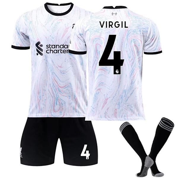 22-23 Liverpool udebanetrøje 11 Salah grå og hvid fodbolduniform dragt nr. 9 Firmino trøje med sokker Size 4 with socks #24