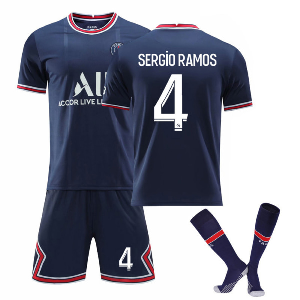 21-22 Paris hemtröja nr 30 Messi nr 7 Mbappe nr 10 Neymar fotbollströja sportkläder Paris home number 4 with socks S#